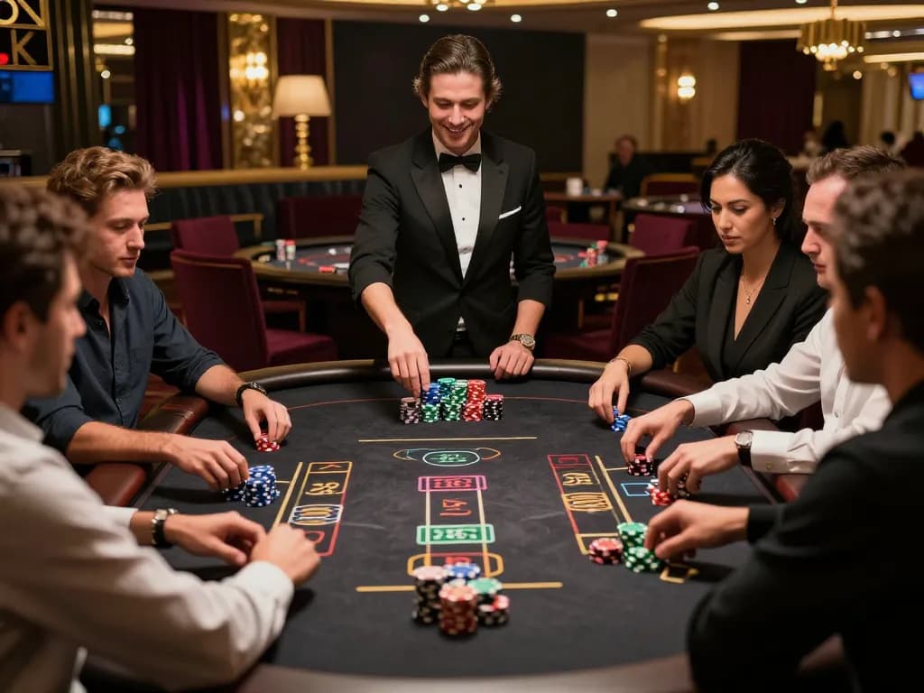 Engaging blackjack gameplay at a luxurious casino showcasing the excitement of 7m gaming experience.