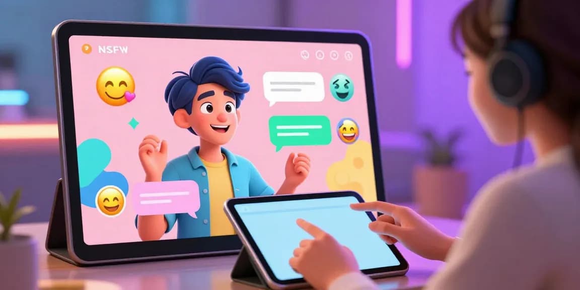 Engaging NSFW AI chat interaction showcasing vibrant digital interface and character