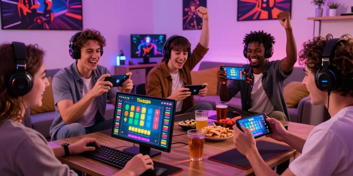 Tiranga Game players enjoying vibrant mobile gaming experiences in a cozy setting, showcasing color predictions and exciting gameplay.