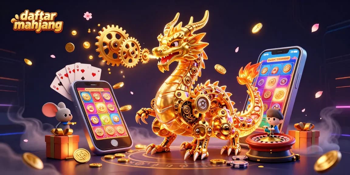 Engage with daftar mahjong as the golden dragon breaths rewards from a vibrant slot game scene.