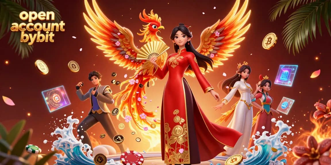 Register and open account bybit for crypto trading in an engaging casino-themed illustration.