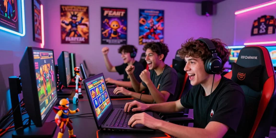 Keberhasilan di situs slot gacor dengan pemain merayakan kemenangan dan tampilan slot menarik.