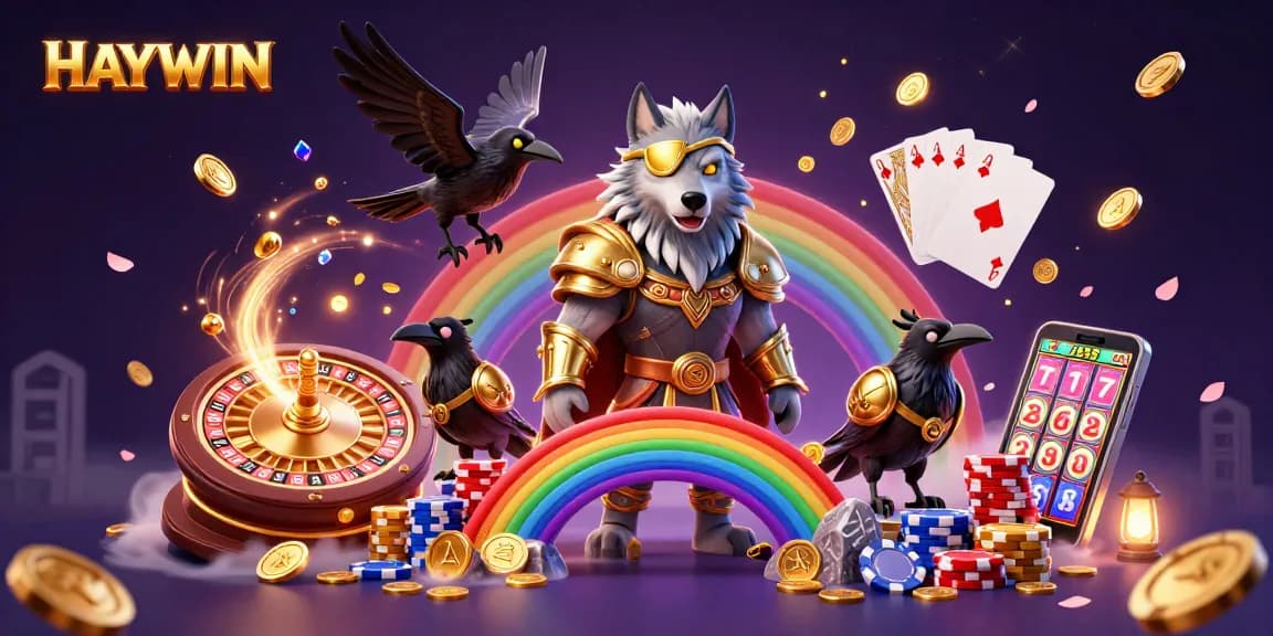 Experience the magic of HAYWIN with Odin and Ravens in a vibrant casino scene.
