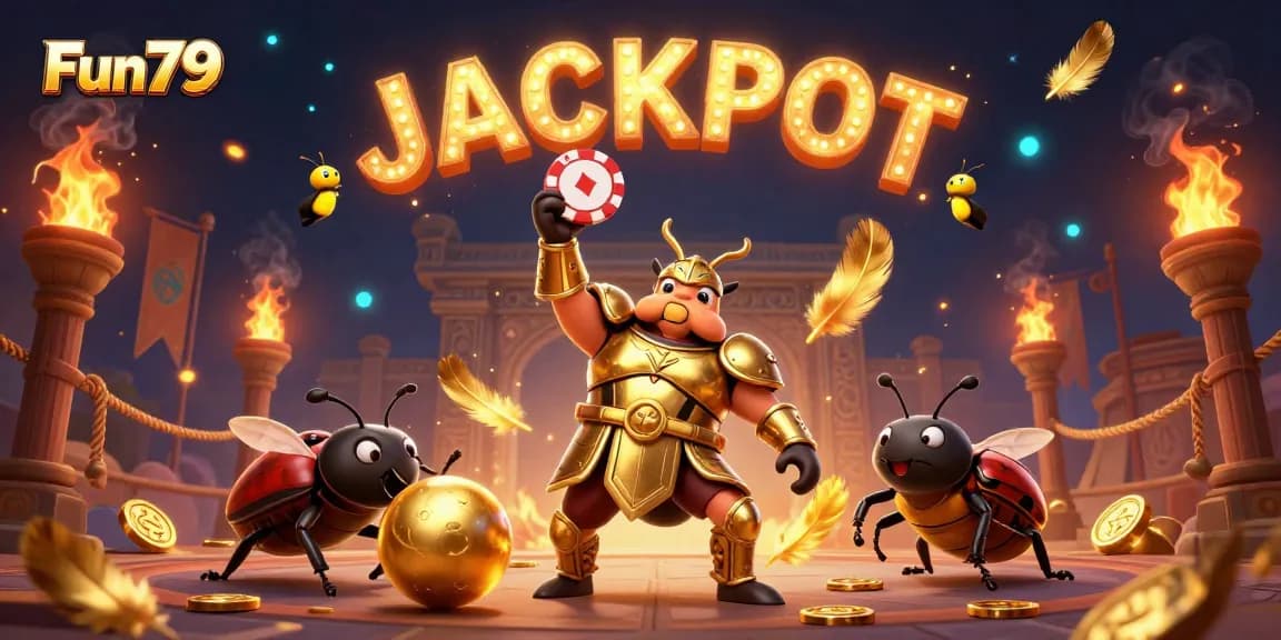 Engage with Fun79's thrilling gaming experience featuring an epic jackpot celebration scene.