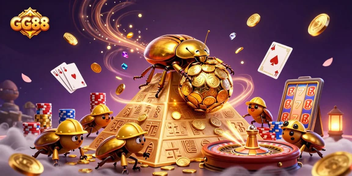 Experience thrilling gaming at GG88 with golden coins and vibrant casino elements.