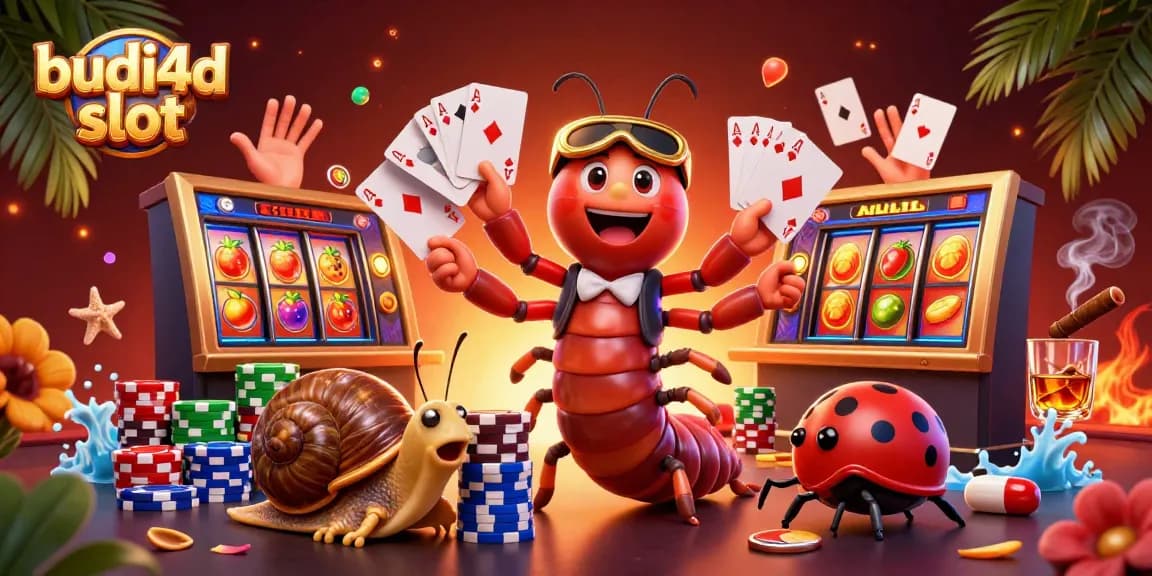 Experience thrilling gameplay at budi4d slot with an exciting 3D casino illustration featuring dynamic characters and vibrant slot elements.