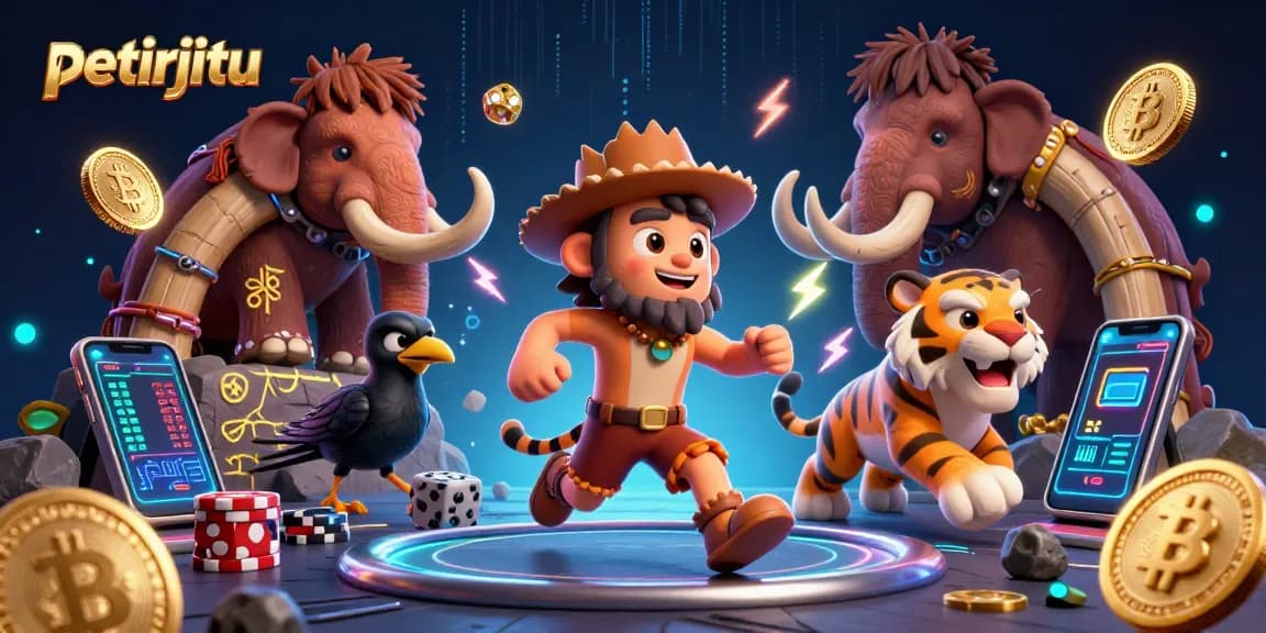 Petirjitu menghadirkan kasino unik dengan karakter prasejarah, chip poker, dan elemen crypto yang menarik.