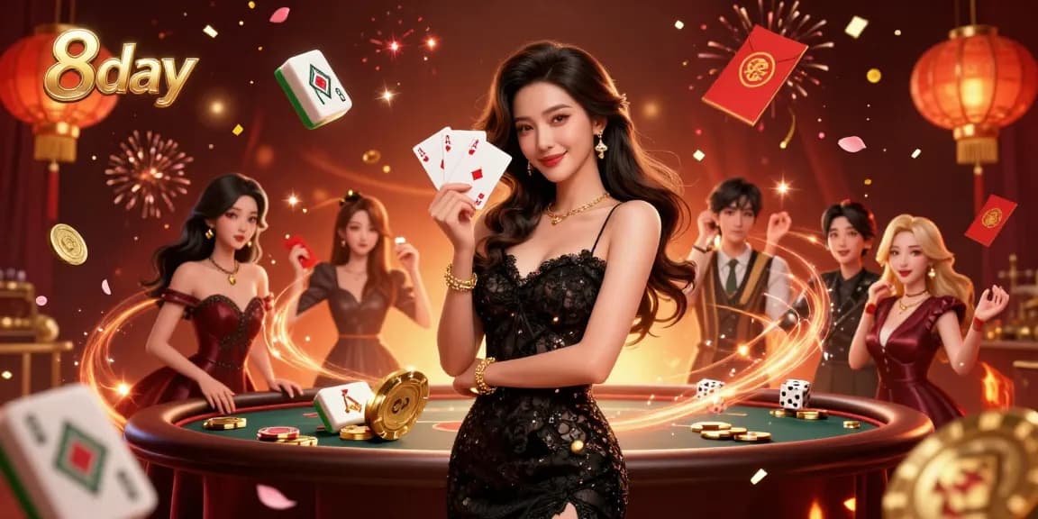 Experience thrilling gaming moments at 8day with a stunning casino atmosphere and playing cards in focus.