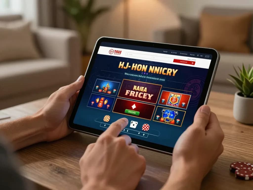 Engaging in responsible online gaming with fabet on a tablet in a cozy home setting