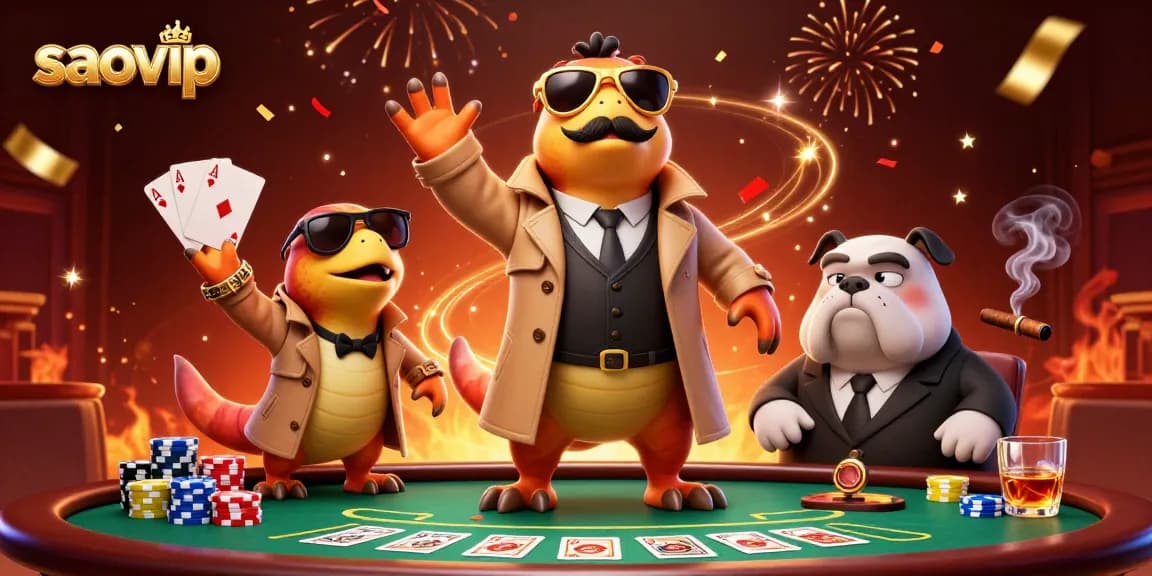 Experience the thrill of saovip as cartoon raptors attempt VIP entry at a bustling casino.
