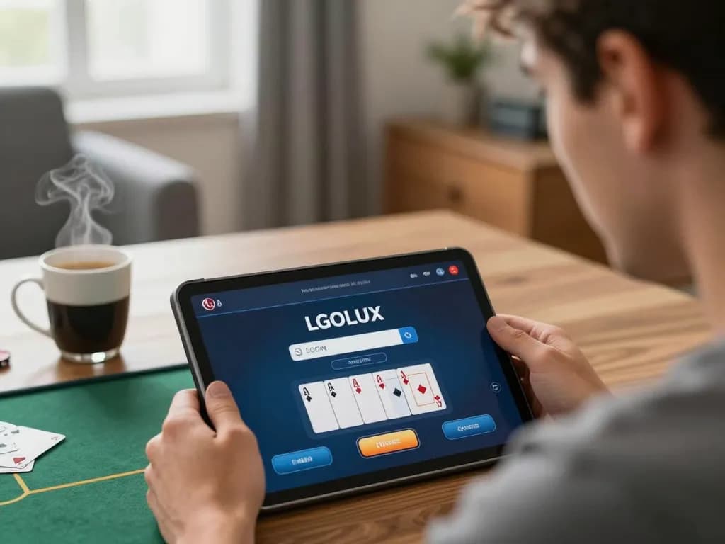 Engage in strategic gameplay with LGOLUX LOGIN on your tablet at home, enjoying a cozy atmosphere.