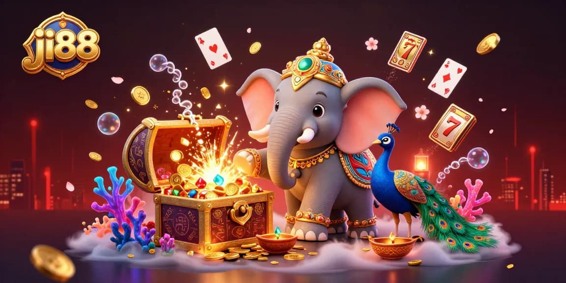 Experience immersive ji88 gaming with a vibrant 3D portrayal filled with gold coins and dynamic casino elements.