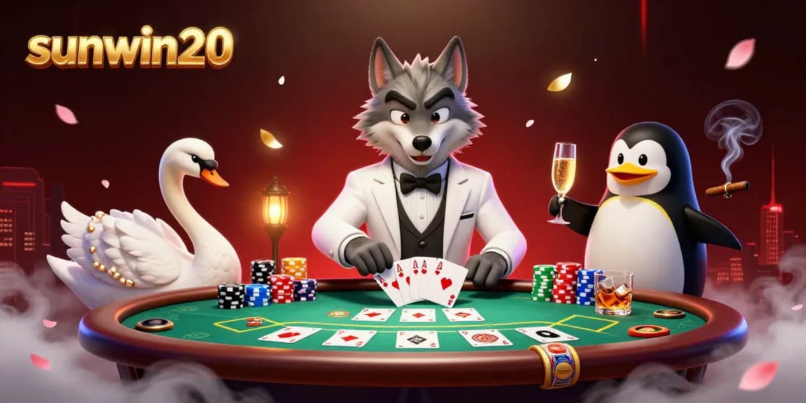 Engage with sunwin20's thrilling baccarat scene featuring unique characters and vibrant casino elements.