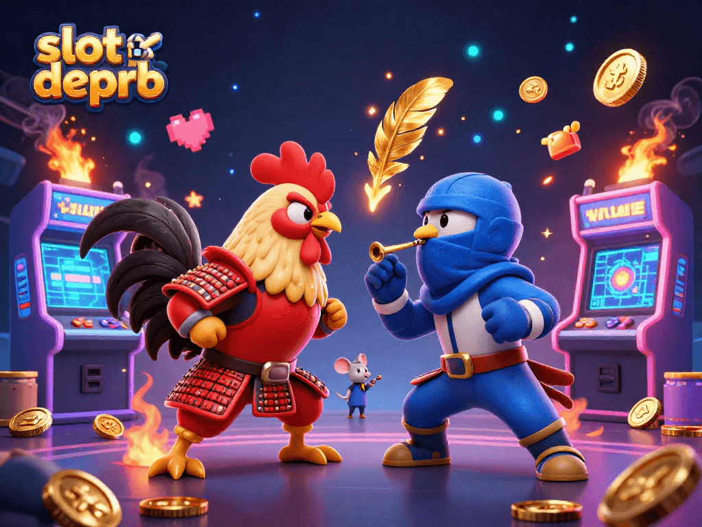 Experience the thrill with slot depo 10rb and witness unique dual roosters in an epic gaming battle.