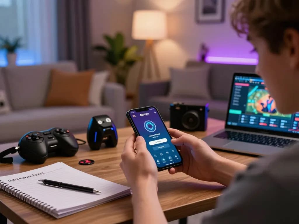 IDNSCORE LOGIN app screen displayed on a smartphone during an exciting online gaming session at home.