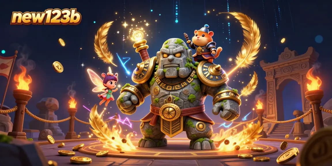 Engage in thrilling games at new123b casino with vibrant 3D characters and dynamic casino elements.
