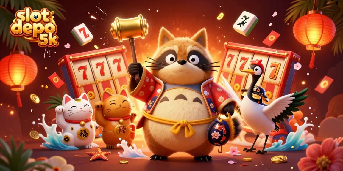 Experience thrilling jackpots with slot depo 5k featuring vibrant characters and casino symbols.