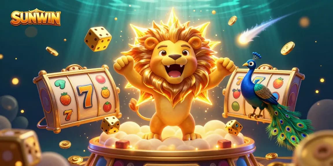 SUNWIN's vibrant 3D scene showcases a sun lion in a thrilling slot game environment.