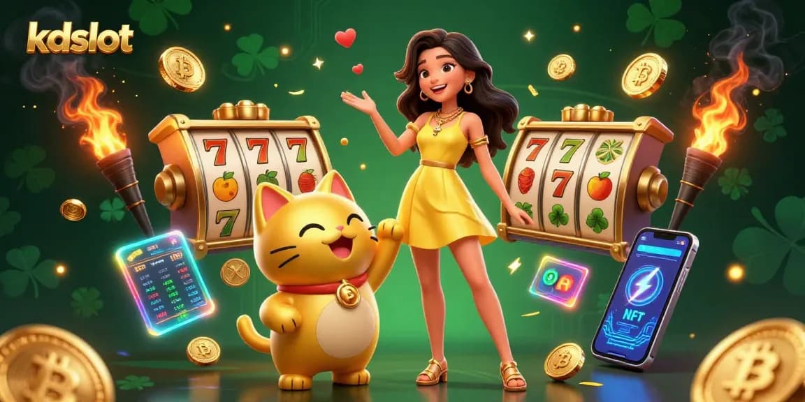Play thrilling kdslot games with the cheerful atmosphere and golden lucky cat mascot.