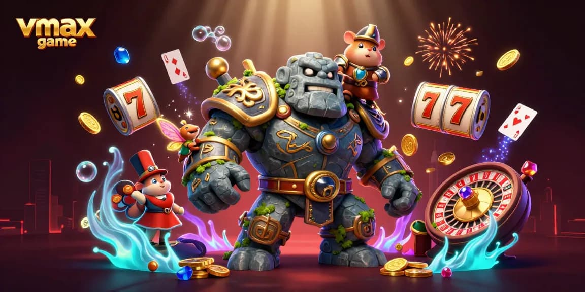 Engage with vmax game as you spin the reels and chase jackpots in this dynamic casino adventure illustration.