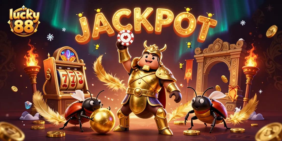 Spin to win with lucky 88 slots, featuring vibrant characters and exciting jackpot visuals.