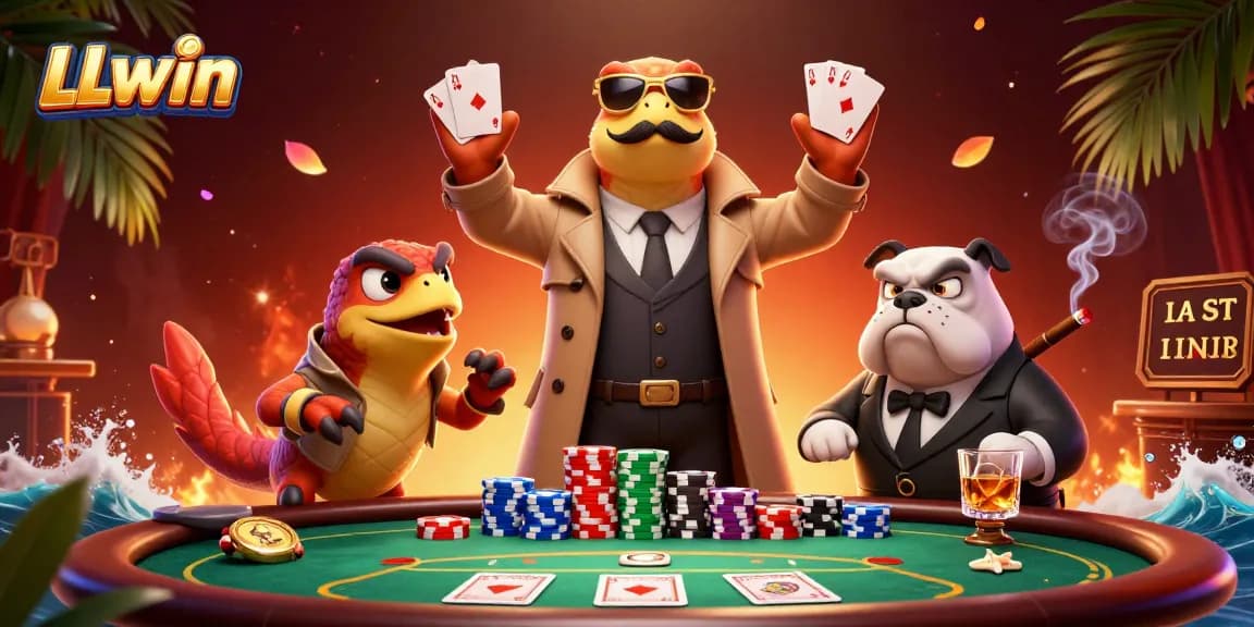 Experience the thrill of LLwin with raptors in a trench coat entering a VIP casino lounge.