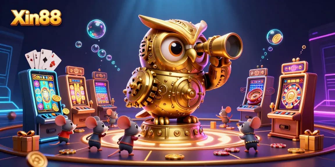 Experience exciting gameplay with Xin88's vibrant casino scene featuring animated characters and engaging slot elements.