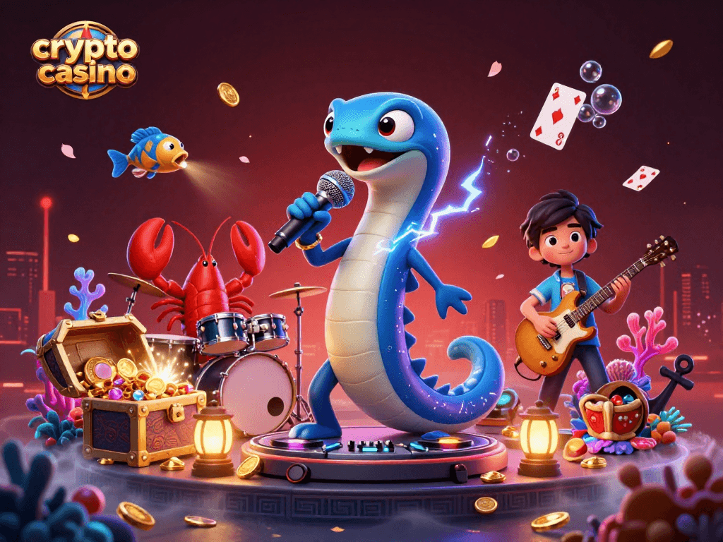Experience excitement at this vibrant crypto casino illustration featuring electrifying performances.