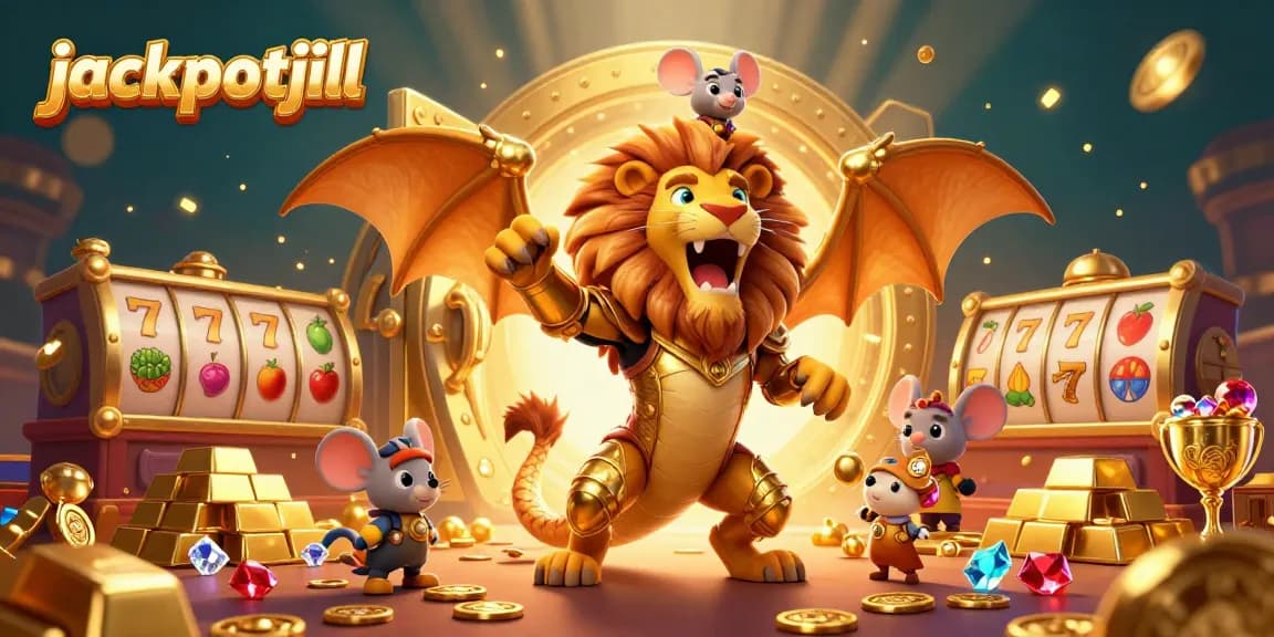 Experience thrilling wins with jackpotjill in this dynamic 3D casino scene of rich treasures.
