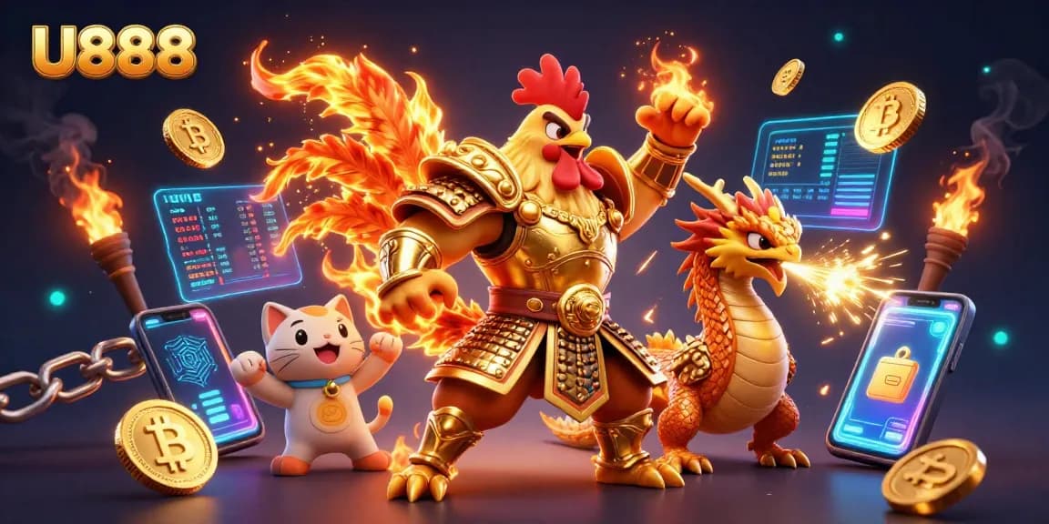Experience thrilling gameplay at U888 with vibrant casino elements and dynamic characters