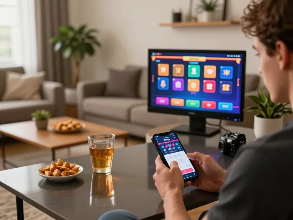 ZOWIN smartphone app interface displaying vibrant online casino games, inviting home gaming atmosphere.