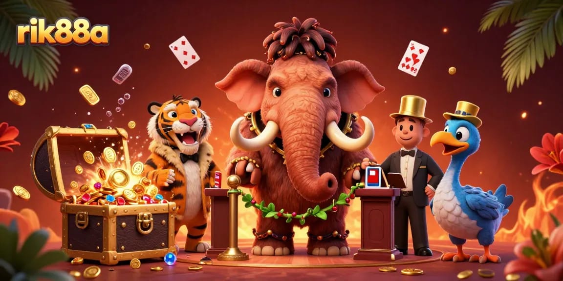Join the fun at rik88a with the casino bouncer and VIP guests in a vibrant gaming scene packed with treasure.
