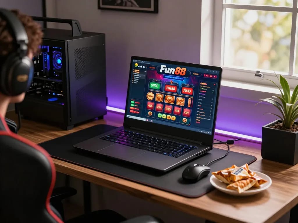 Engagement at Fun88 casino online with dynamic gameplay on laptop showcasing betting options