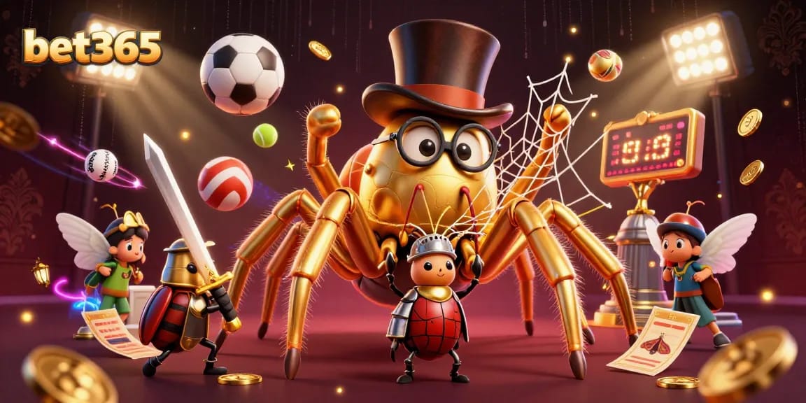 Engage in thrilling betting experiences at bet365 with a vibrant 3D casino scene.