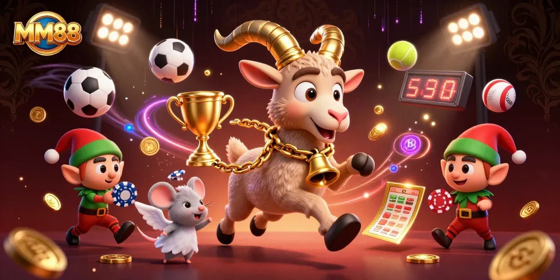 Experience the thrill of MM88 in an exciting holiday-horror casino scene with dynamic sports elements.