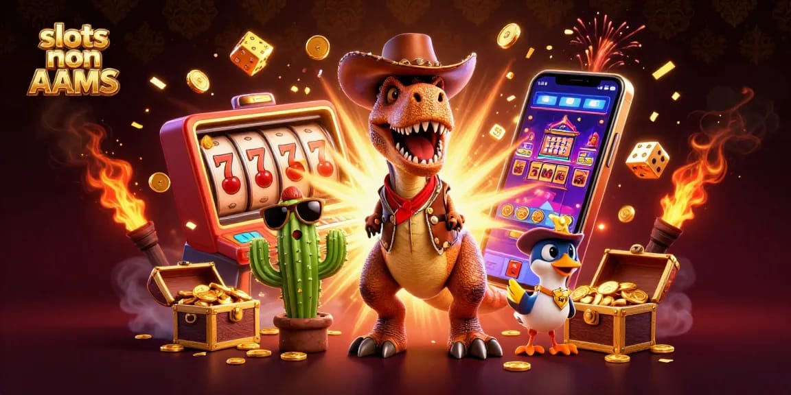 Vivi emozionanti vittorie con slots non AAMS in un'illustrazione vibrante di un casinò 3D.