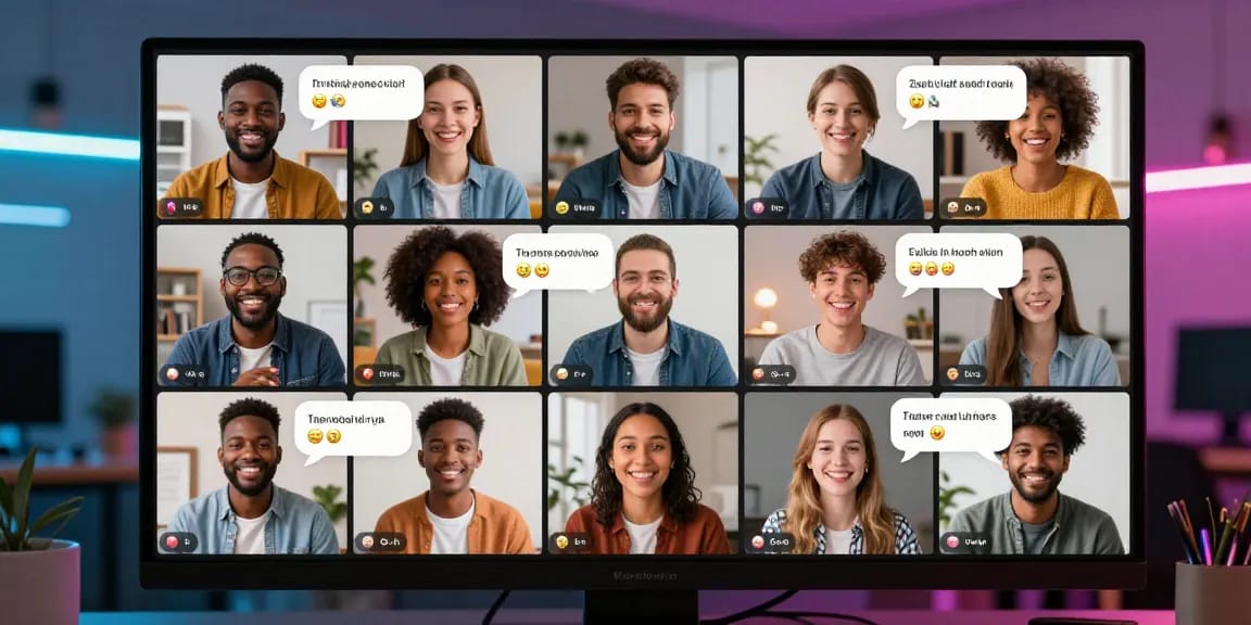 Engaging virtual chatroom with diverse avatars exchanging messages about شات دردشتي in a vibrant digital workspace.