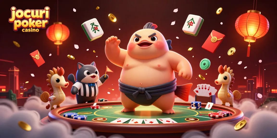 Joacă jocuri poker casino captivante cu mese, jetoane și cărți în acest scenă vibrantă.