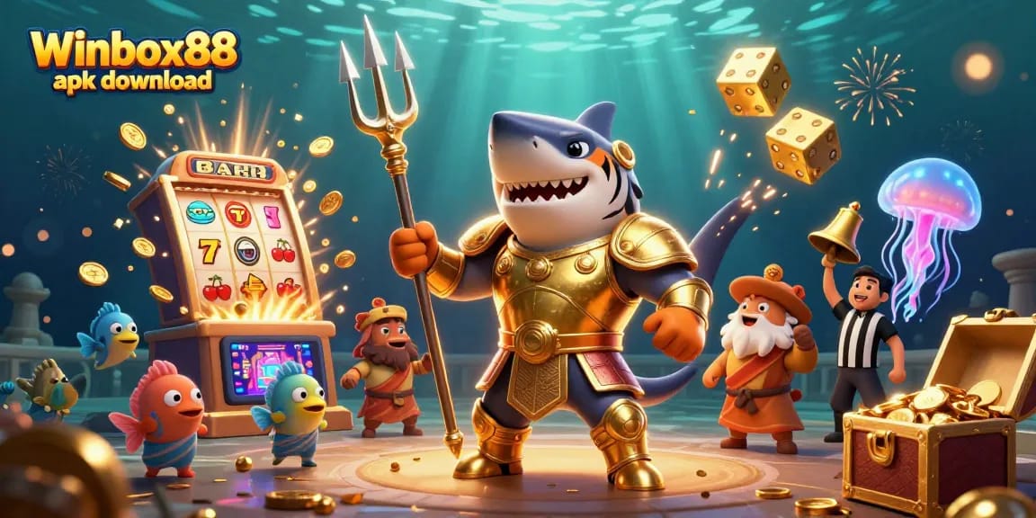 Access the thrilling Winbox88 apk download for gaming excitement with a vibrant underwater casino scene.