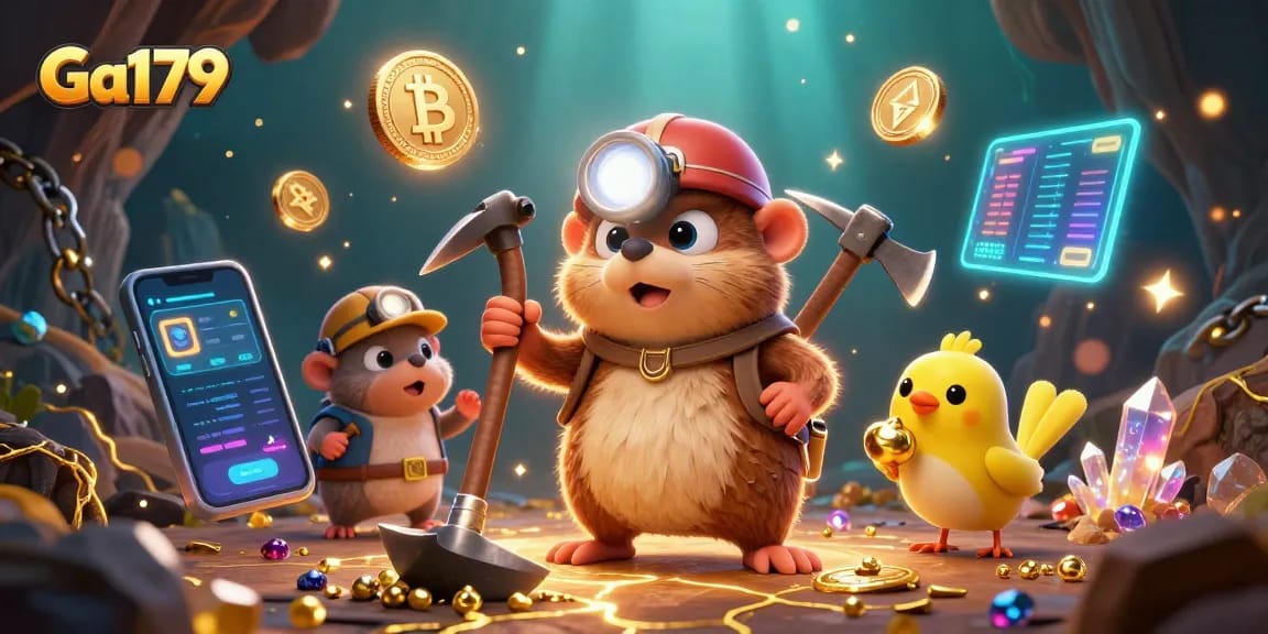 Engage with Ga179's thrilling adventure of mining and crypto excitement in a vibrant illustration.