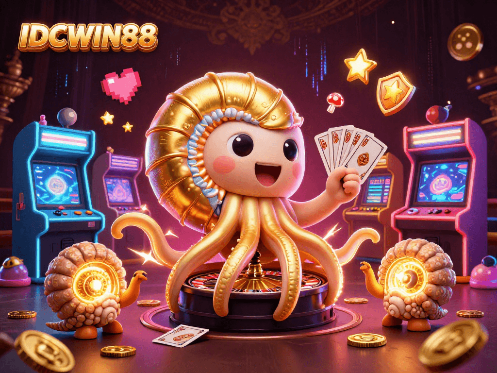 Experience thrilling gameplay with IDCWIN88 amidst a vibrant casino adventure featuring a giant nautilus.