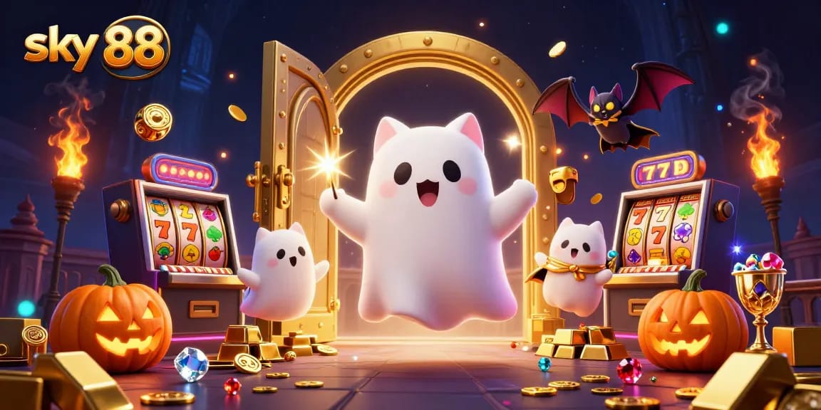 Experience thrilling jackpots at sky 88 with vibrant slot reels and ghostly companions.