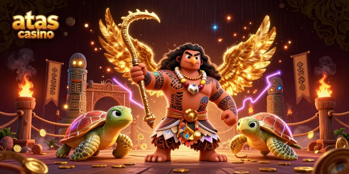 Engage in thrilling gameplay at atas casino with an exciting 3D illustration showcasing casino-themed characters and vibrant elements.