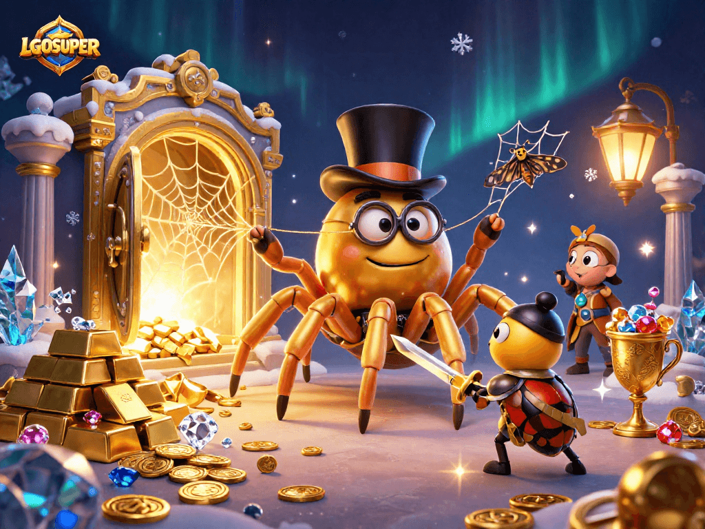 Engage with LGOSUPER's thrilling fish shooting game, illustrated with vibrant cartoon characters and casino elements.