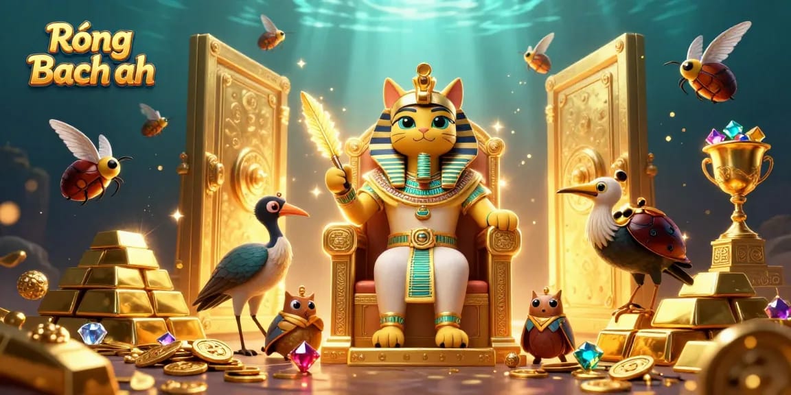 Engage with Rồng Bạch Kim's dynamic lottery action, featuring treasures and lucky symbols.