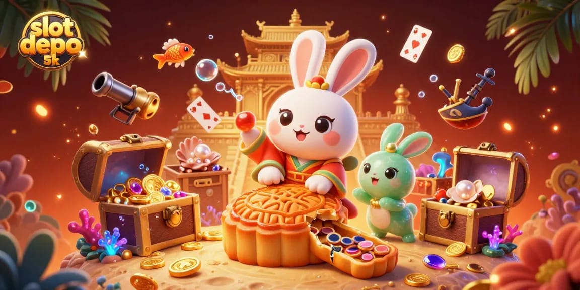 Engage with slot depo 5k through exciting gameplay, revealing treasures and vibrant elements in this dynamic 3D illustration.