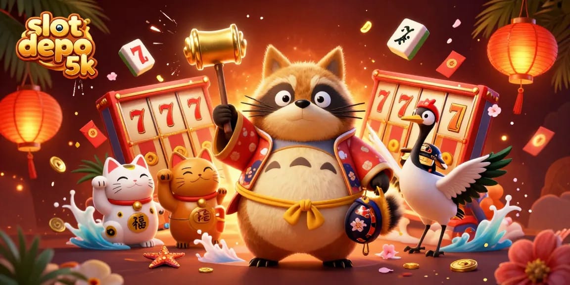 Experience thrilling jackpots with slot depo 5k featuring vibrant characters and casino symbols.