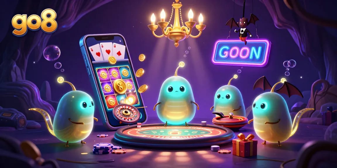 Experience thrills at go8's vibrant cave casino with animated glowworms and engaging games.