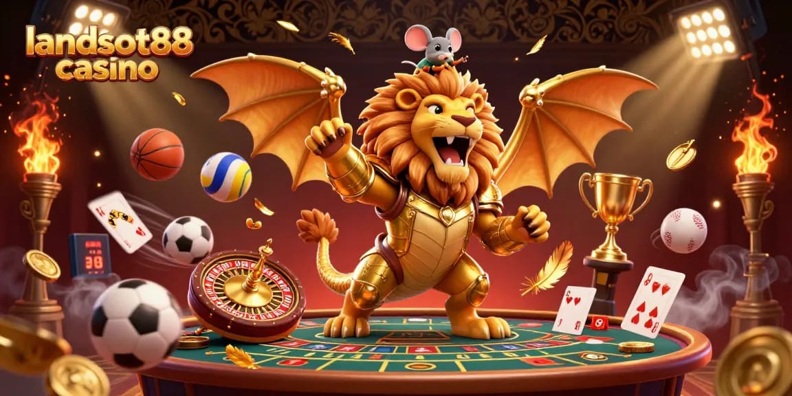 Experience high energy at landslot88 casino featuring thrilling live dealer games and dynamic sports elements in a captivating 3D scene.