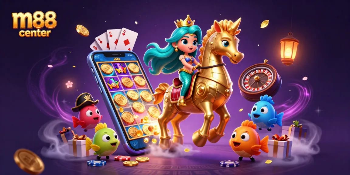 M88 center offers thrilling online gambling experiences with vibrant characters and dynamic game elements.